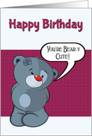 Cartoon Grey and Blue Shy Patch Bear with Red Nose card