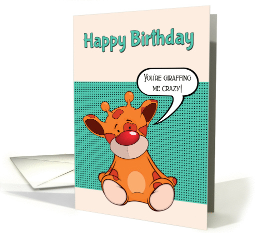 Precious Cartoon Giraffe with Green Pop Art Style Background card
