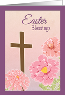 Easter Blessings Christian with Cross and Flowers card