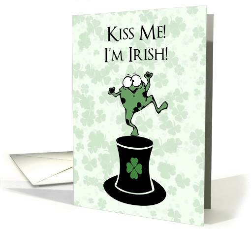 Dancing Cartoon Frog on a Shamrock Leprechaun Hat card (1356096)