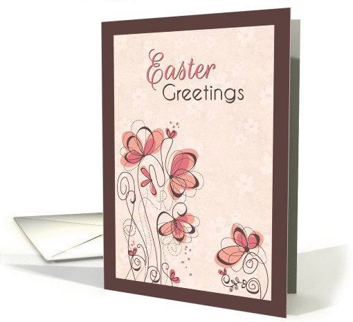 Pink Painted Floral Design with Flower Background Easter Greeting card