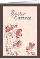 Pink Painted Floral Design with Flower Background Easter Greeting card