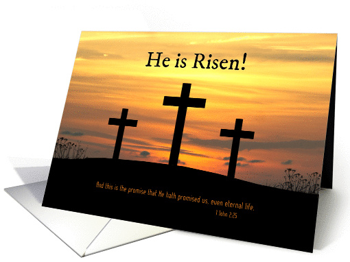 Christian He is Risen Easter Celebration with Crosses card (1357472)
