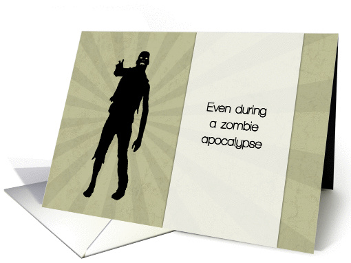 Funny Zombie Shambling with Sunburst for Birthday card (1357690)