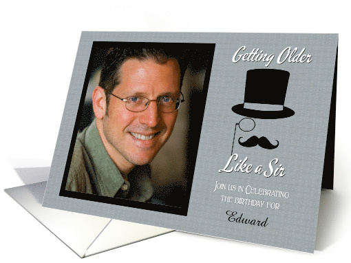 Custom Birthday Invitation with Top Hat and Mustache card (1358462)