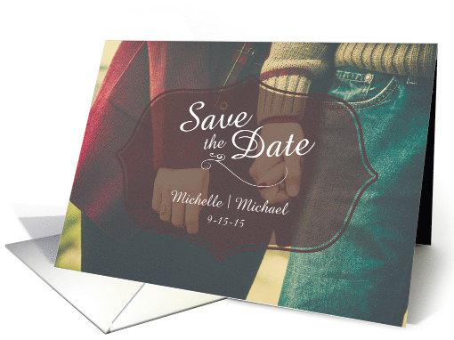 Retro Couple Holding Hands Custom Save the Date Announcement card