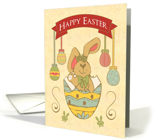 Retro Bunny with Easter Eggs and Swirls card (1361024)