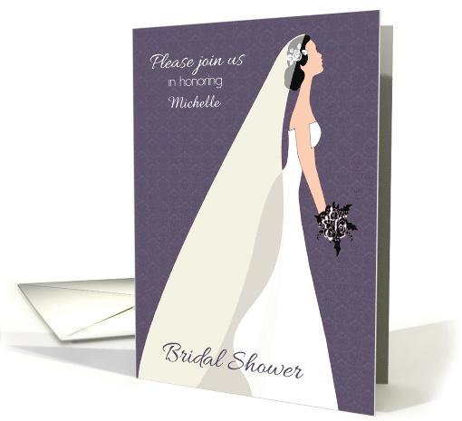 Personalized Bridal Shower Invitation with Bride and Veil card