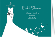 Silhouette Bride Gown with Butterflies Custom Bridal Shower Invitation card