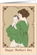 Retro Mother and Child Graphic with Ornate Frame card