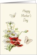 Retro Painting of Flowers and Butterflies for Mother’s Day card