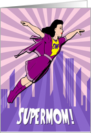 Supermom Flying Through the Sky with Sunburst for Mothers Day card