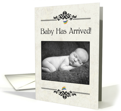 Retro Gay Couple Baby Announcement Customize with Photo card (1364740)