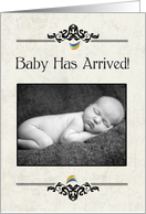 Retro Gay Couple Baby Announcement Customize with Photo card