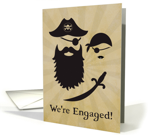 Pirate Themed Engagement Announcement with Pirates and Sword card
