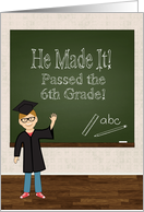 6th Grade Graduate with Cartoon Boy and Chalkboard card