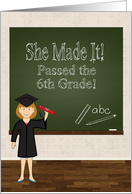 6th Grade Graduate with Cartoon Girl and Chalkboard card