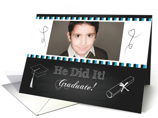 Chalkboard Custom Announcement for Him Graduation card (1367520)
