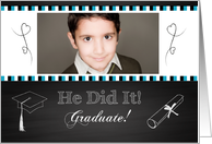 Chalkboard Custom Announcement for Him Graduation card