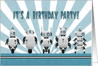 Line Robots for Retro Sci-fi Kid’s Birthday Invitation card