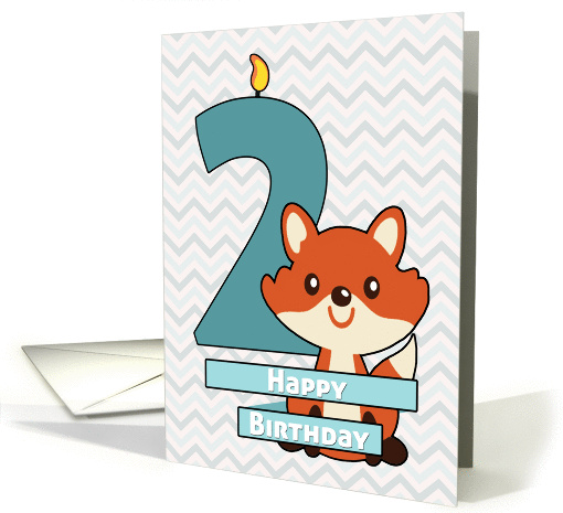 Birthday for a Child Turning Two Years Old with Cartoon Fox card