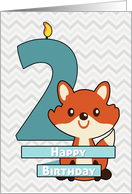 Birthday for a Child Turning Two Years Old with Cartoon Fox card
