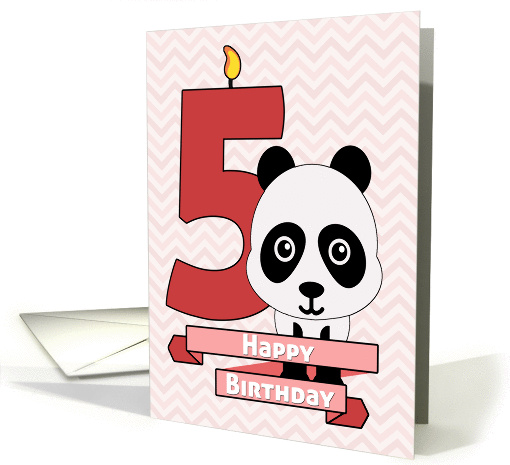 Cartoon Panda with Number Five Candle for Birthday card (1368530)