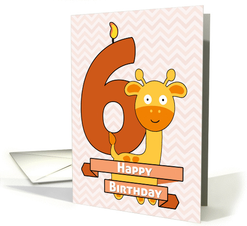 Cartoon Giraffe with the Number Six Candle for Birthday card (1368706)