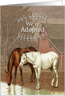 Vintage Horse Adoption Announcement with Two Horses card