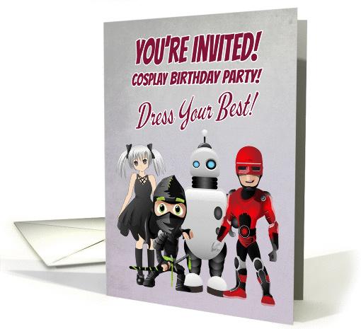 Cosplay Theme Birthday Invite with Different Characters card (1370566)