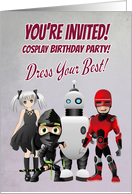 Cosplay Theme Birthday Invite with Different Characters card