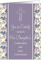 Girl Confirmation and Holy Communion Invitation with Retro Flowers card