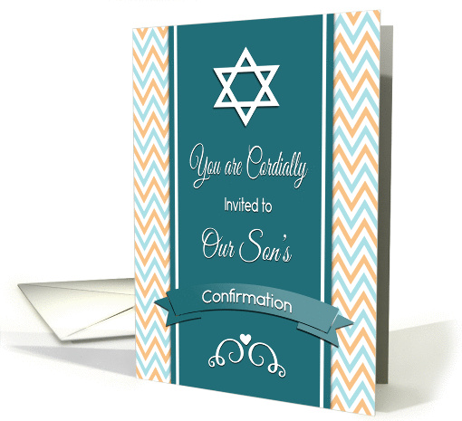 Boy Jewish Confirmation Invitation with Star of David and Chevron card