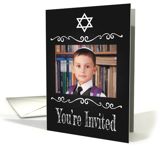 Retro Custom Photo Invitation for Jewish Confirmation Ceremony card