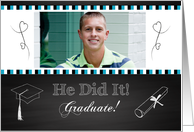 Retro For him Graduation Party Invitation with Custom Photo card