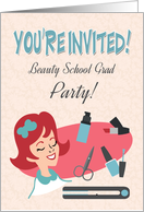 Cute Retro Invitation for a Beauty School Graduate Party card