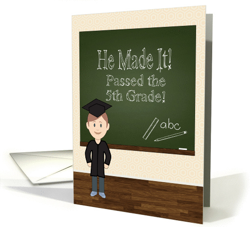 5th Grade Graduation Party Invitation for a Boy with Cartoon Boy card