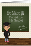 Invitation for 4th Grade Boy Graduation Party with Chalkboard and Boy card