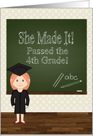 4th Grade Graduation Party Invitation for Girl with Chalkboard card