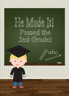 Cute Little Boy 2nd Grade Graduation Party Invitation