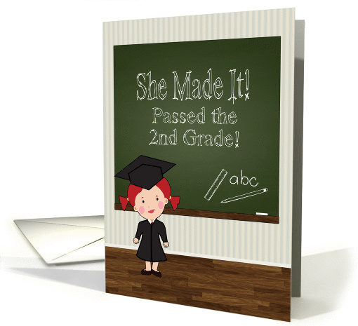 Girl 2nd Grade Graduation Party Invitation with Cartoon Girl card