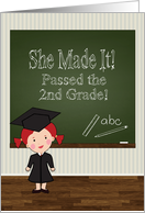 Girl 2nd Grade Graduation Party Invitation with Cartoon Girl card