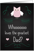 Retro Chalkboard Fathers Day with Owl and Hearts card