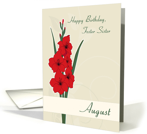 Red Gladiolus Birth Flower for Foster Sister Birthday card (1378146)