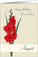 August Birth Flowers for Second Cousin Birthday card