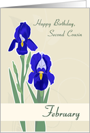 February Birth Flowers for Second Cousin Birthday card