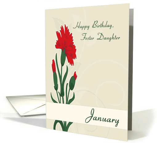 Foster Daughter January Birth Flower with Carnations for Birthday card