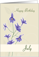 Larkspur July Birth Flower for Birthday card