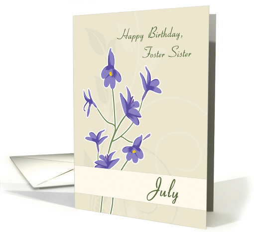 Purple Larkspurs Birth Flower for Foster Sister Birthday card