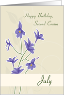 July Birth Flowers for Second Cousin Birthday card